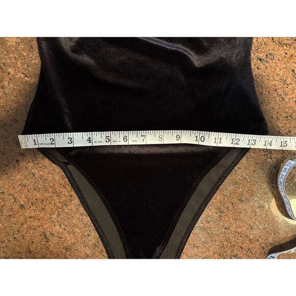 FOREVER 21 Bodysuit | Black Velvet Bodycon Witchy Whimsigoth | SMALL - Picture 7 of 8